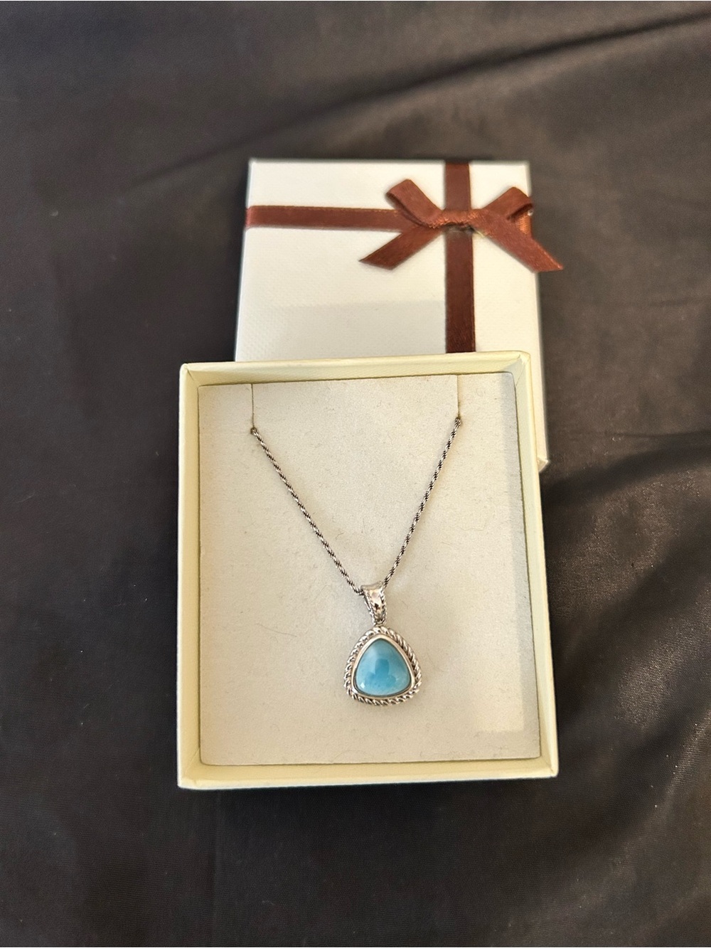 Beautiful Sterling Silver Larimar Necklace From The Caribbean/Like New